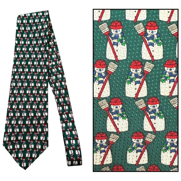 Vintage Cotswold Collection Silk Snowman Pattern Tie Christmas Holiday Winter - Picture 1 of 6